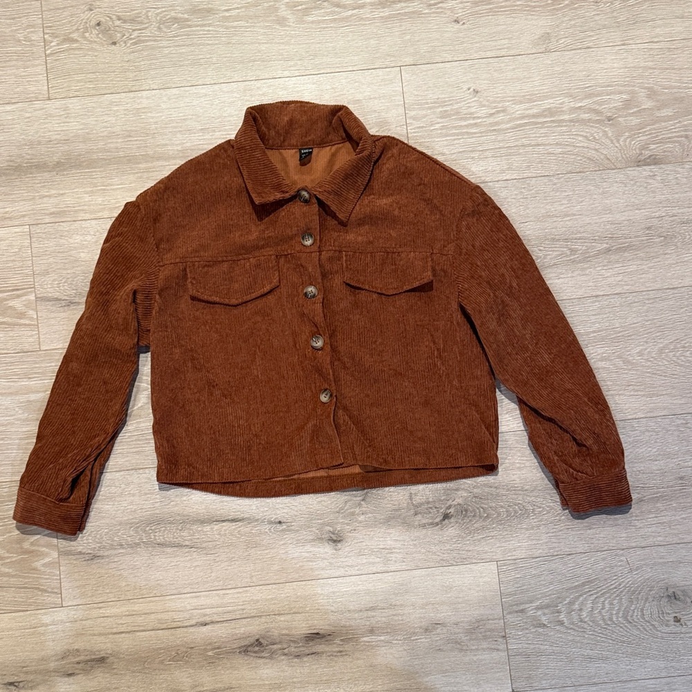 SHEIN Chestnut Corduroy Utility Jacket